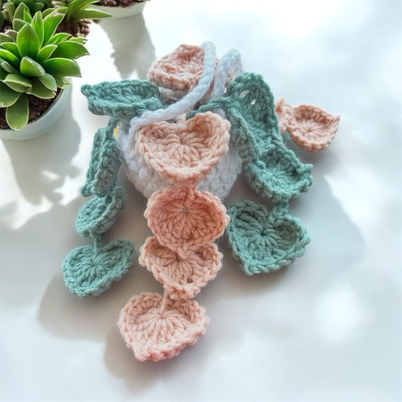 Handcrafted Crochet Hanging Decor - Green and Pink - Picture 5 of 5